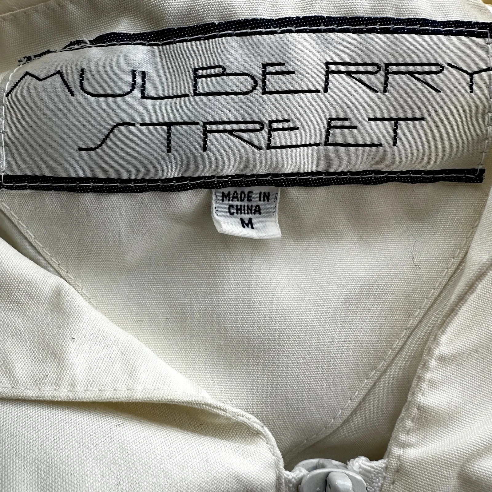 Vintage Mulberry Street Full Zip Windbreaker Jacket 90 Ski Hood Abstract White M Size M - Image 3