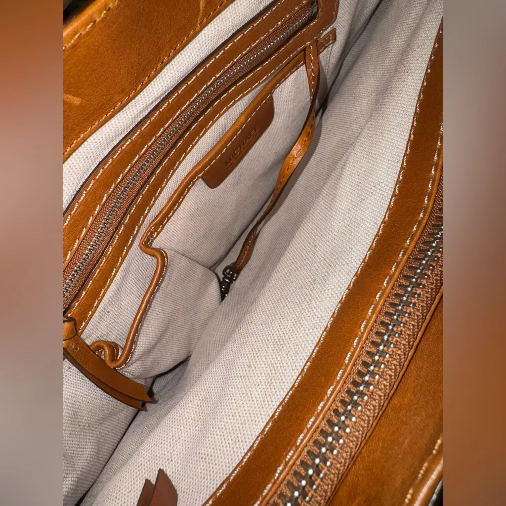 RARE New Vintage Michael Kors Brown Brookville Leather Luggage Satchel Handbag - Image 16