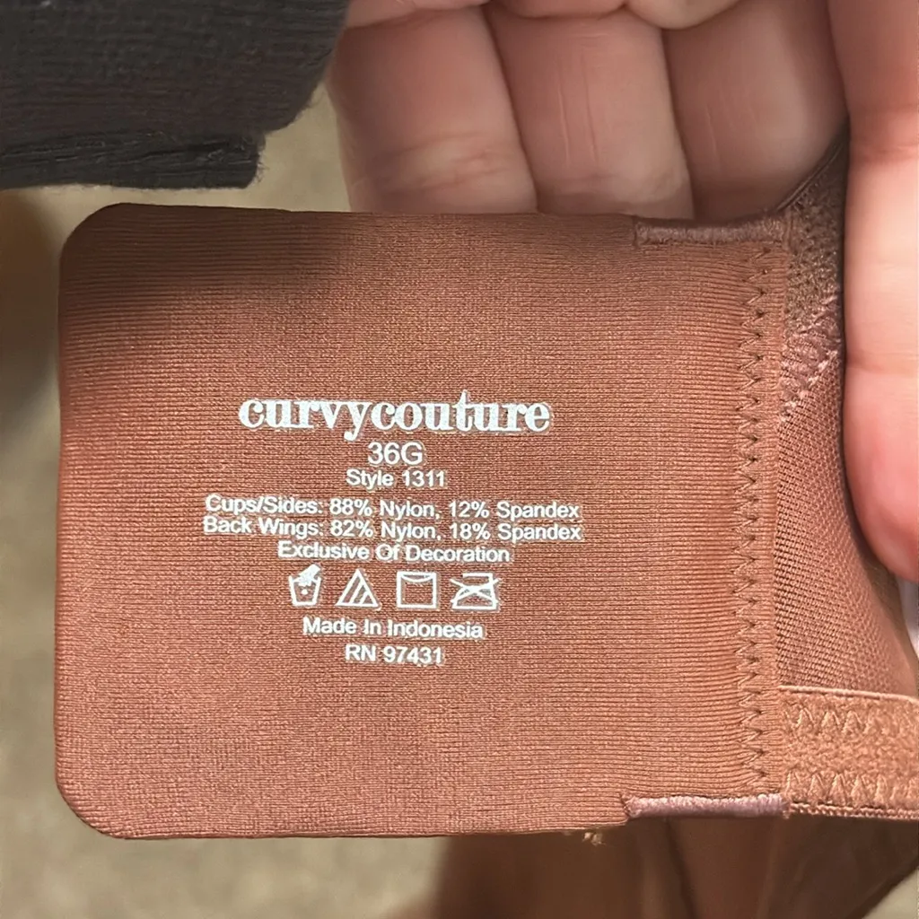 Curvy couture sheer mesh unlined underwire bra size 36 G chocolate brown - Image 6