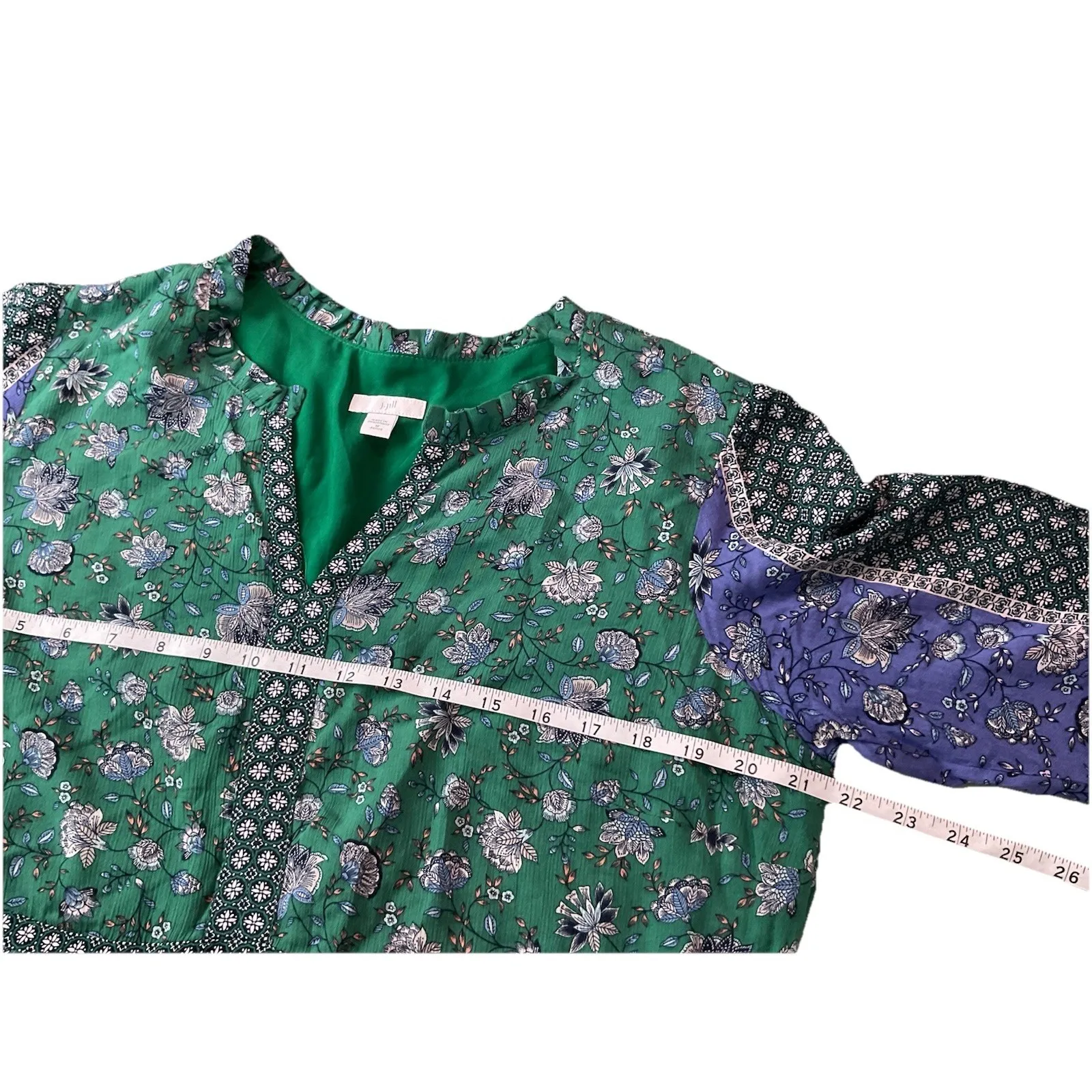 J. Jill Women's Peasant Mixed Print Dress Sweet Clover Folkloric Vine - Image 10