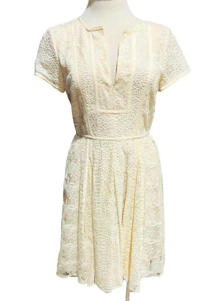 BCBG MaxAzaria Kirsten Rose Whisper Dress Ivory Size 6 - Image 4