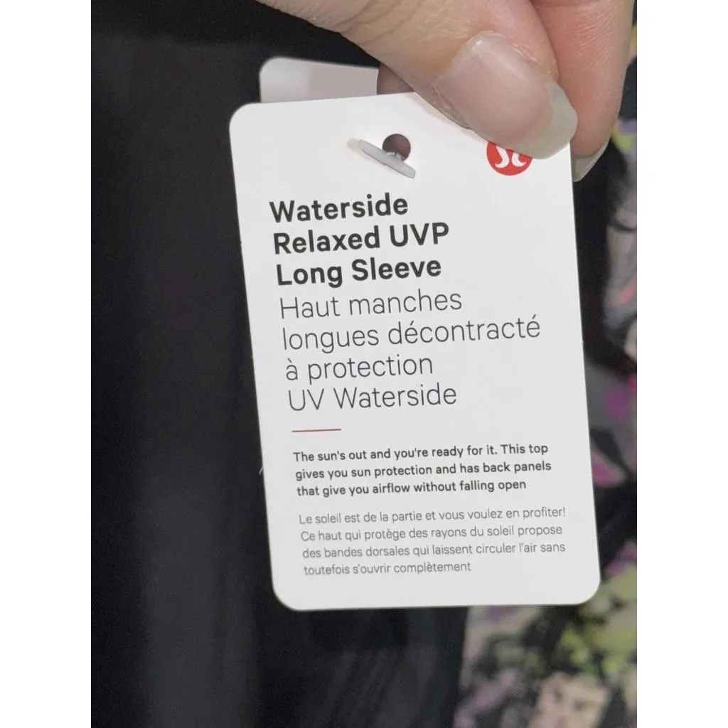 NWT Lululemon Waterside Relaxed UV Protection Long Sleeve Shirt Black Pink Sz L - Image 14