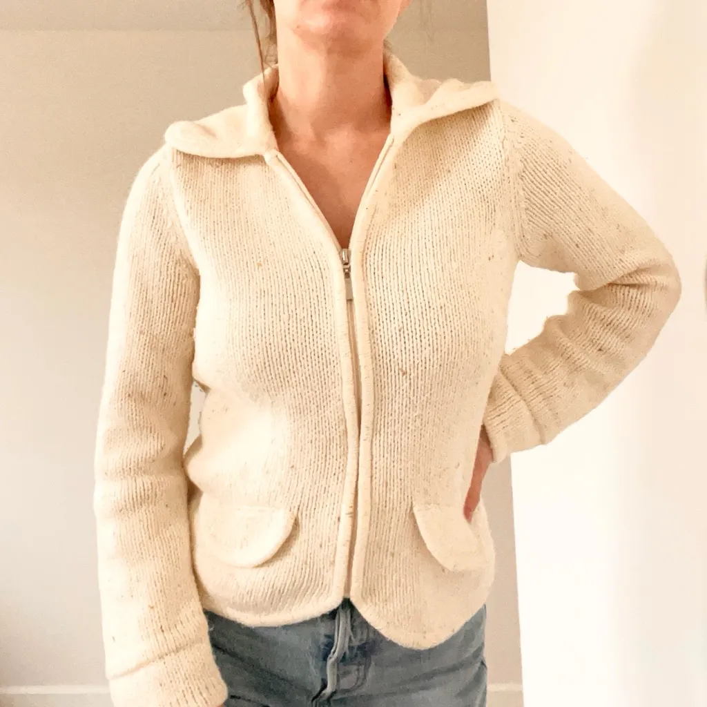 Liz Claiborne Cream Knit Zip Up Jacket - Image 4