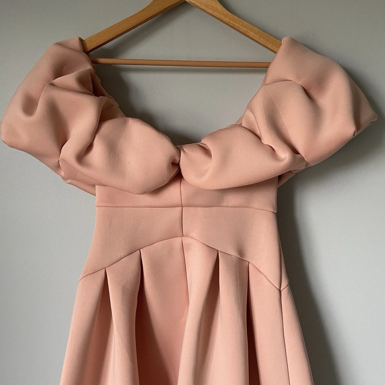 ASOS Women's Pink Exaggerated Bubble Sleeve Bodice Ruffle Midi Scuba Dress 10 - Image 3