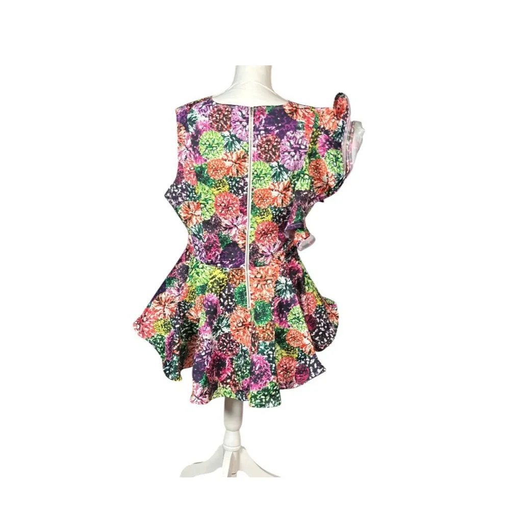 Eien Top Size 3X Peplum Hem Abstract Ruffle Sleeveless Artsy Chic Party Dressy Purple - Image 5