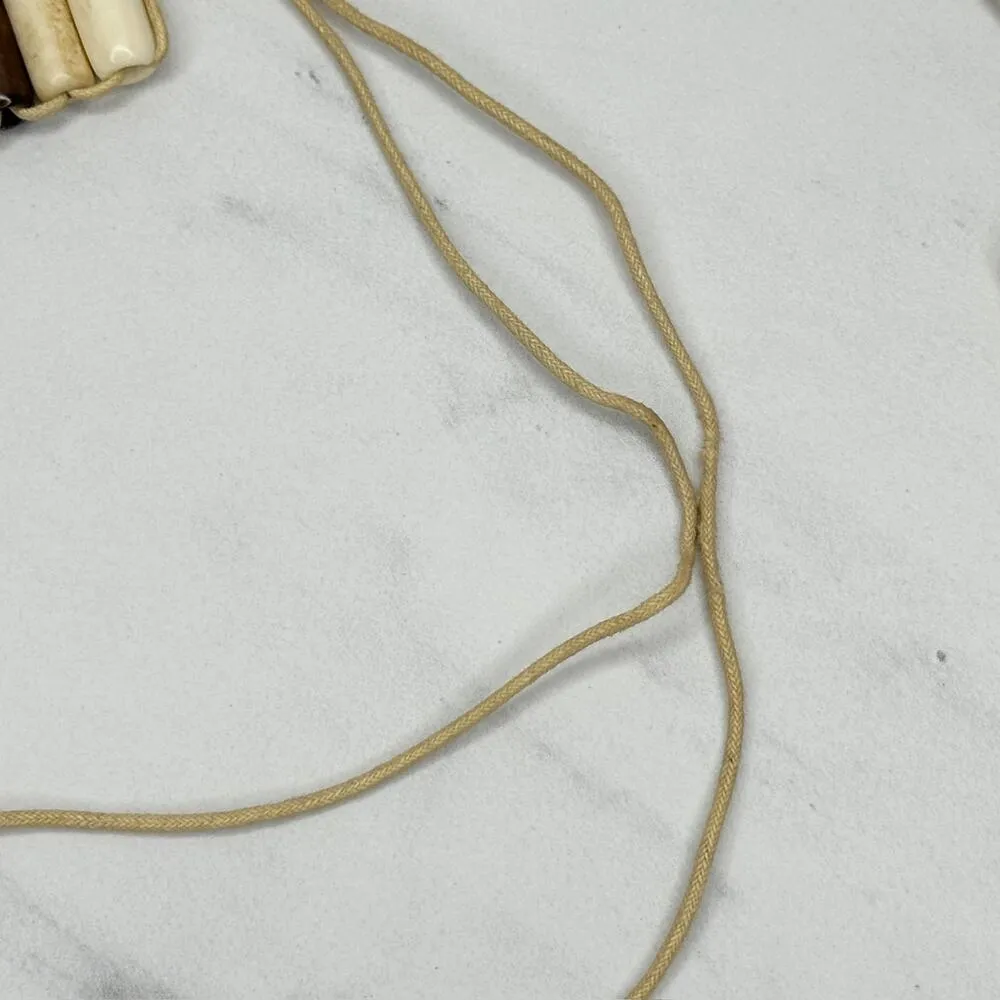 Wood Beaded Tie Belt Brown Cream Boho Statement Belt Medium (M) ✨ - Image 13