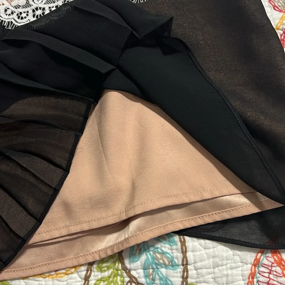 Jessica Simpson size 14 layered lace tiered dress black cream sleeveless formal - Image 5