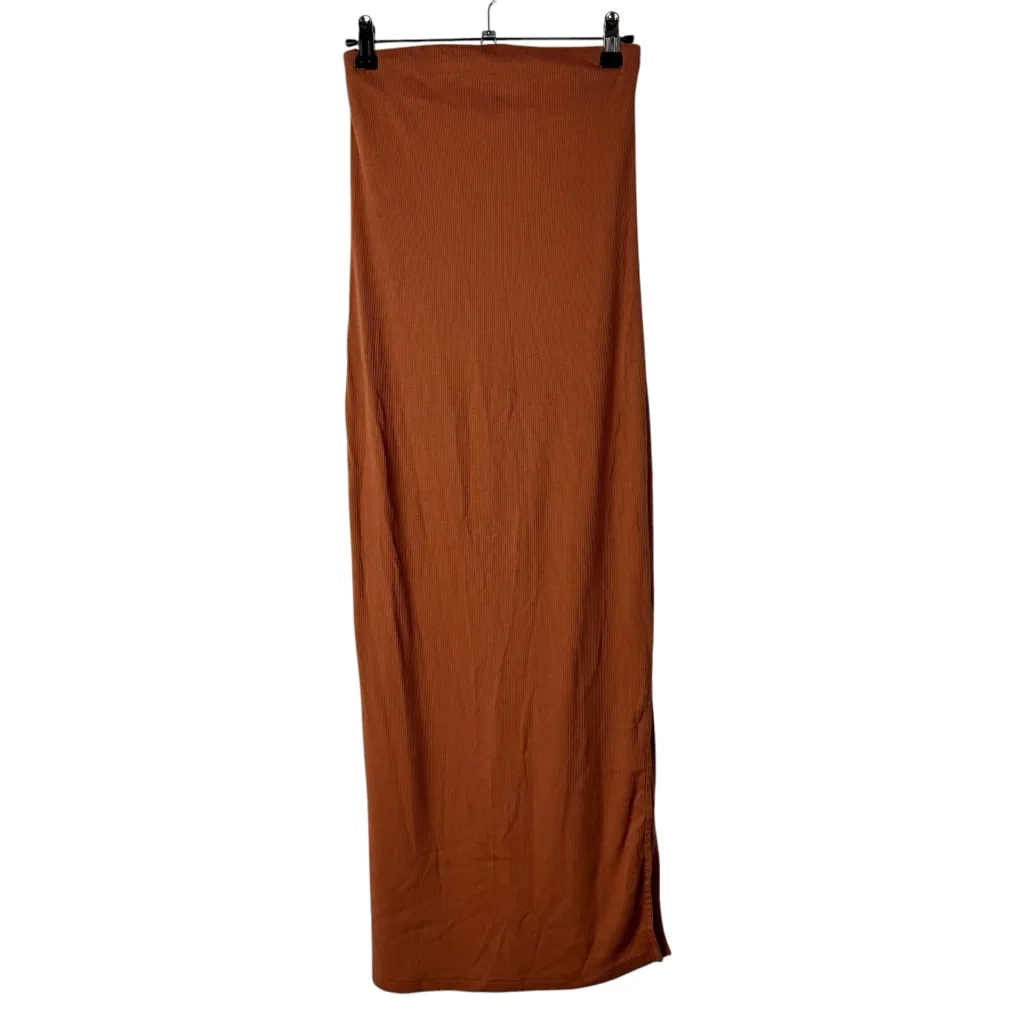 Old Navy Terracotta Orange Ribbed Tube Bodycon Midi Dress S - Image 2