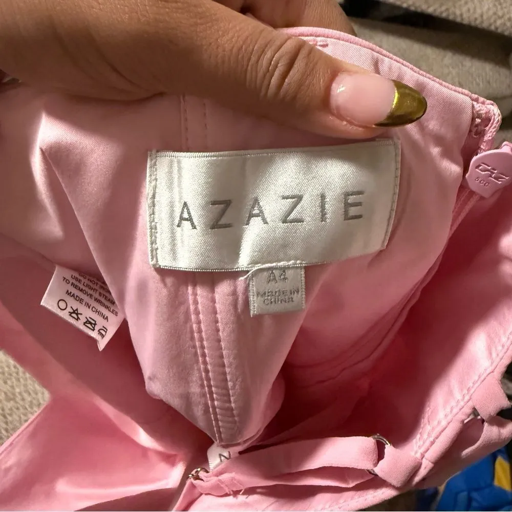 NWT AZAZIE LEO Candy Pink Mermaid V-Neck Pleated Chiffon Bridesmaid- Size 4 (A4) - Image 8