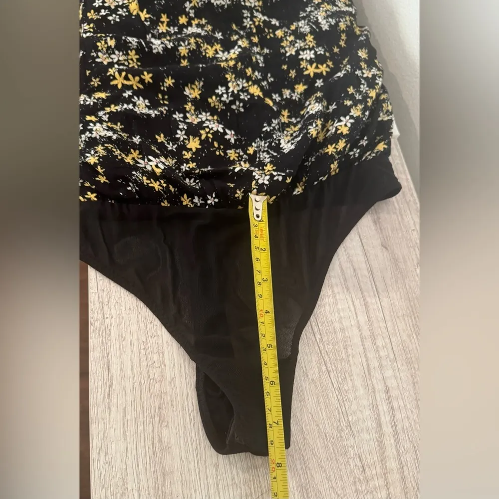 Free People Intimately Free Dessa Floral Bodysuit Black Balloon Sleeves Size Sm - Image 8