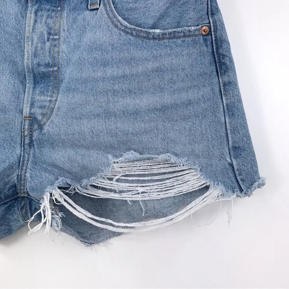 LEVI'S Premium 501 Denim Jean Short Light Wash 29 - Image 2