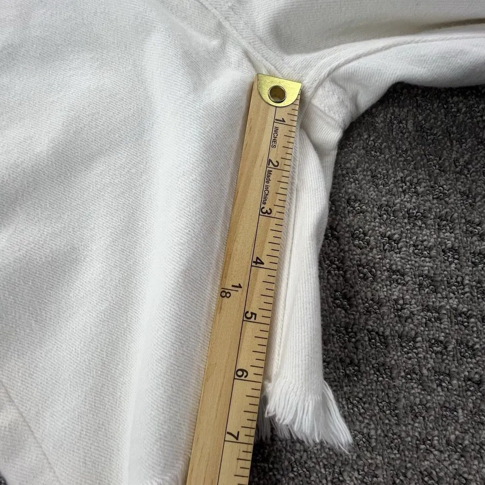 NWT‎ Joes Jeans Mid Rise Bermuda Cotton Shorts Size 24 Frayed Hem Ivory - Image 11