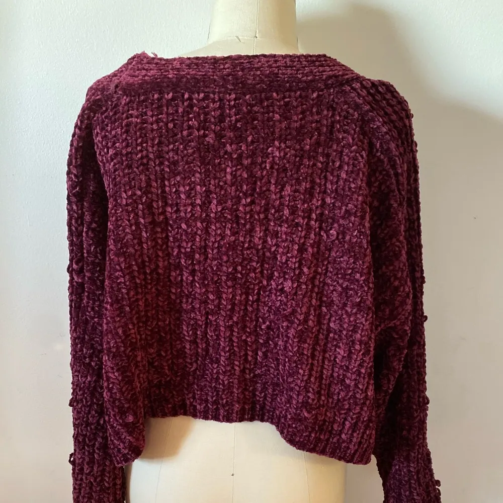 LF Fuscia Button Down Chenille Sweater - Image 7