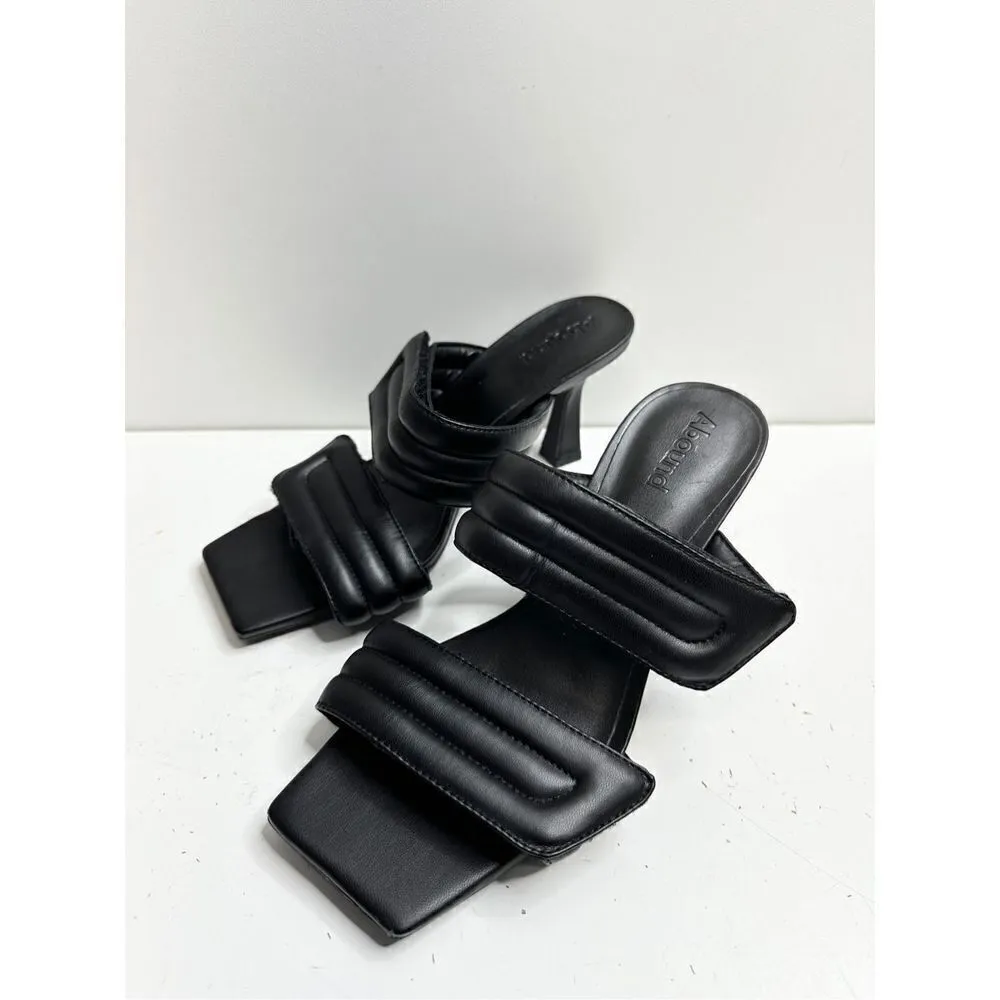 Abound Shoes Womens Size 6 Qarly Heeled Black Square Toe Slip On Sandals - Image 3