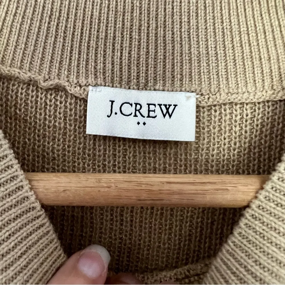 J. Crew factory striped poncho wool blend knit barley tan white strip  one size - Image 8