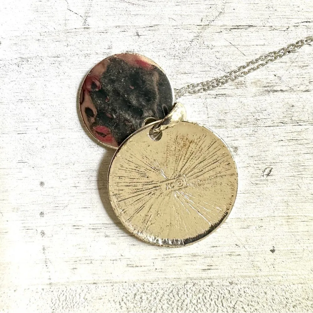 Kenneth Cole  double silver tone pendant necklace - Image 6