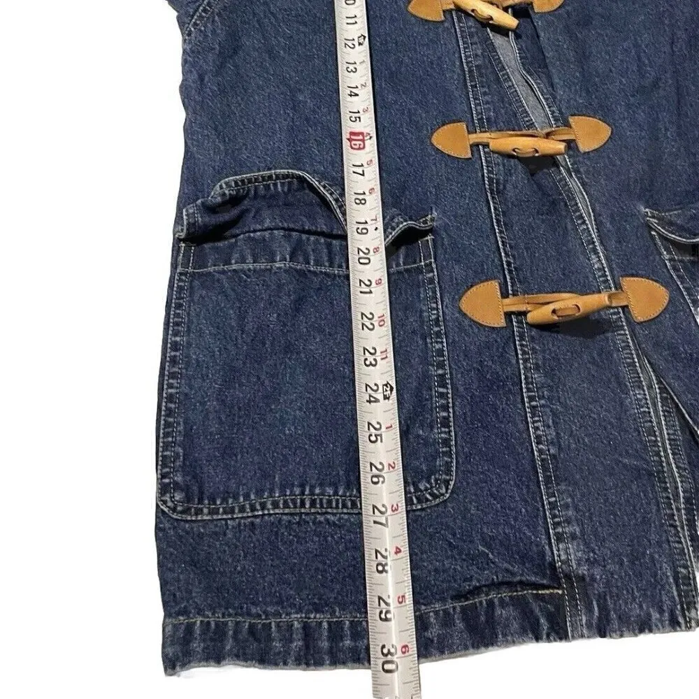 Vintage Liz Wear Claiborne Women’s Denim Blue Jacket Sz 9 Petite Wood Button - Image 8