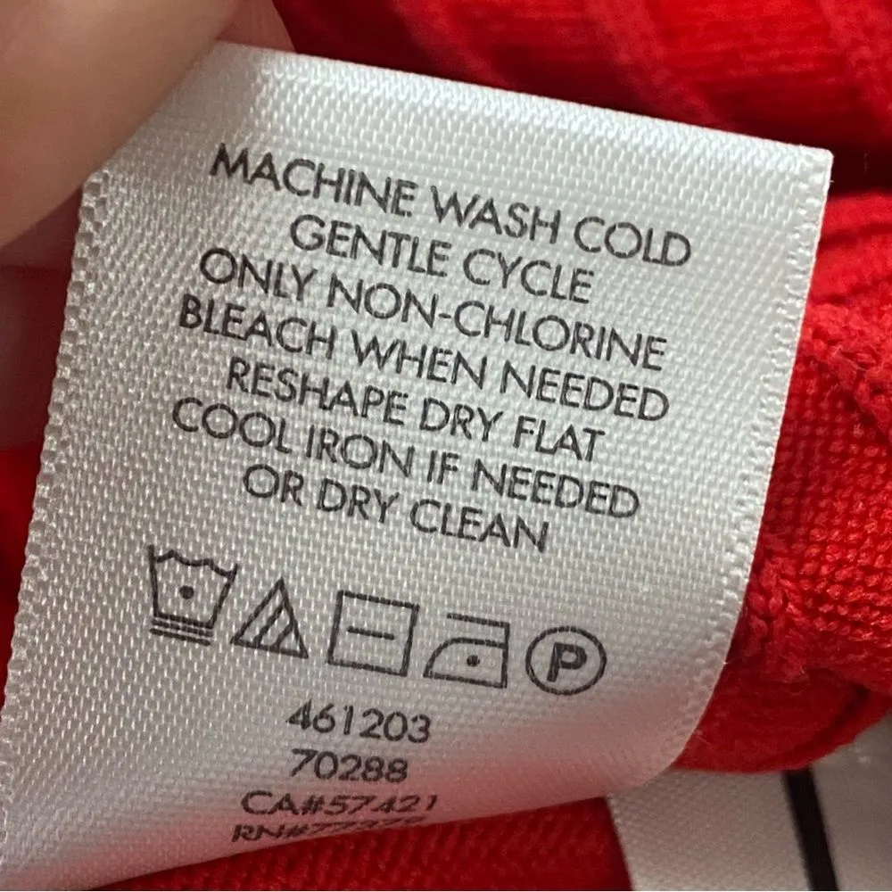 Ann Taylor Women’s XXS Red Ribbed Off Shoulder Body Fitted Shirt - Image 4