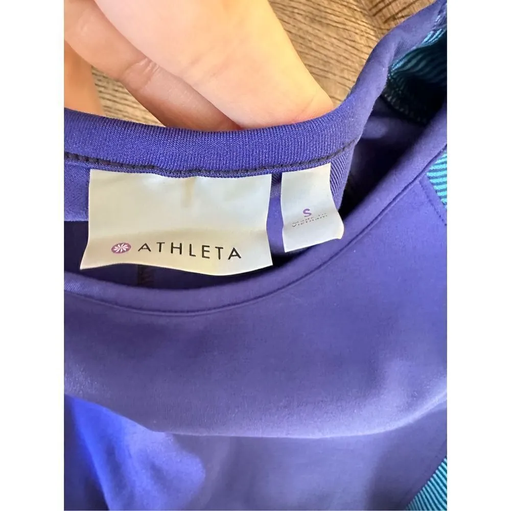 C02 Athleta Spotlight Womens Athletic Top Size Small Blue Stripe Stretch - Image 8