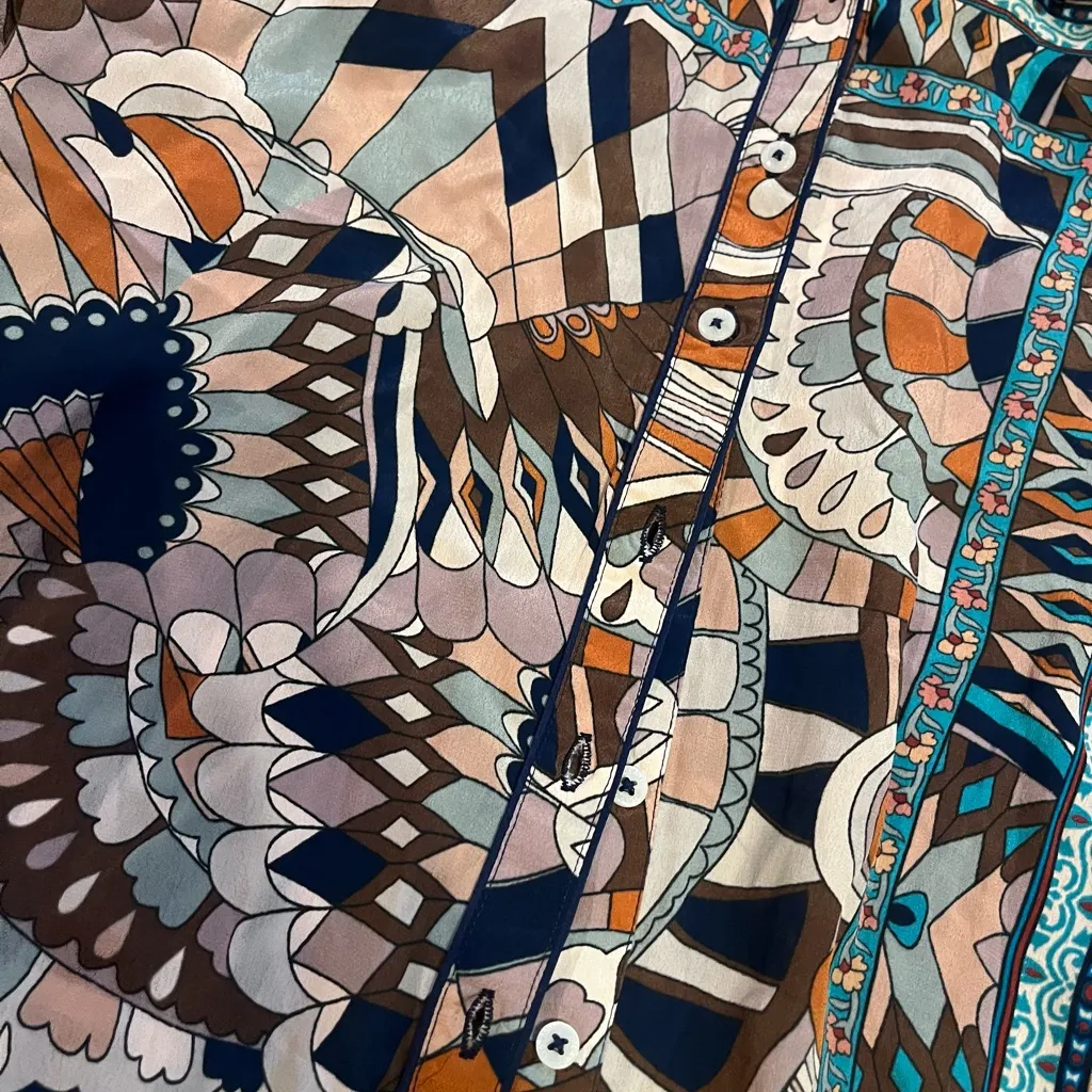 Tolani Curpo Geometric Patterned Button-Up Shirt sz small - Image 7