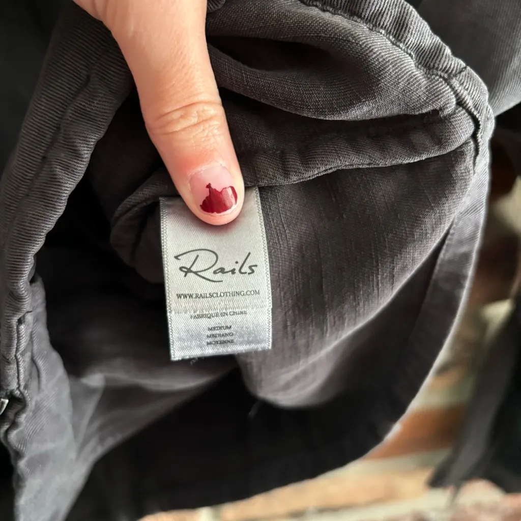 Rails Linen Blend Moto Jacket in Coal, M - Image 6