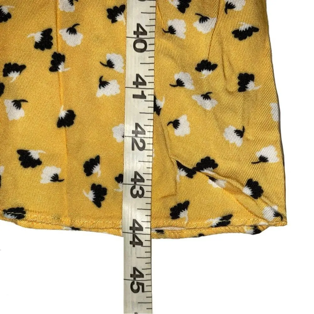 Amanda Uprichard Amory Sleeveless Floral Print Yellow Side Slit Midi Dress M - Image 9