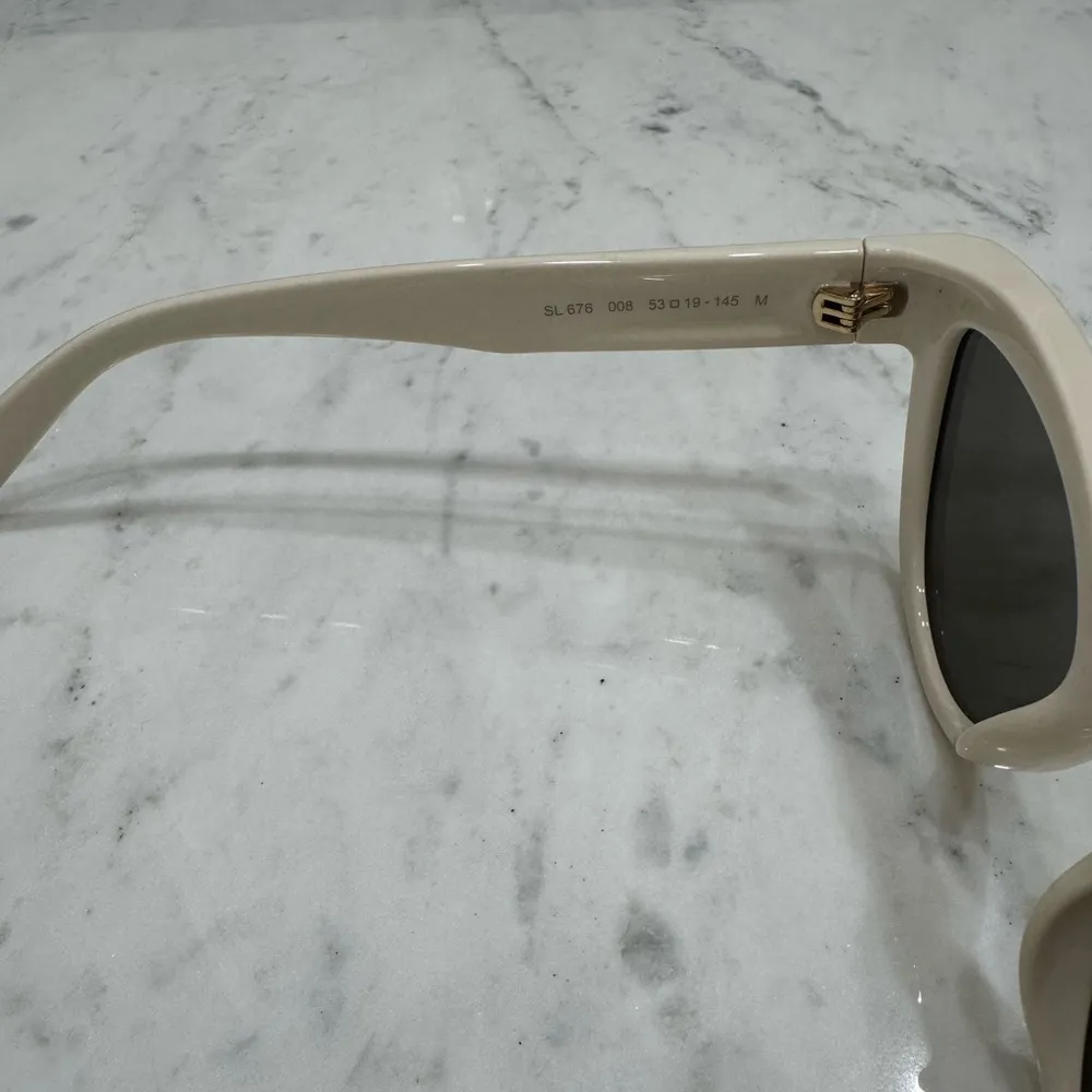 NEW- Saint Laurent 53mm Cat Eye Sunglasses in Ivory - Image 7