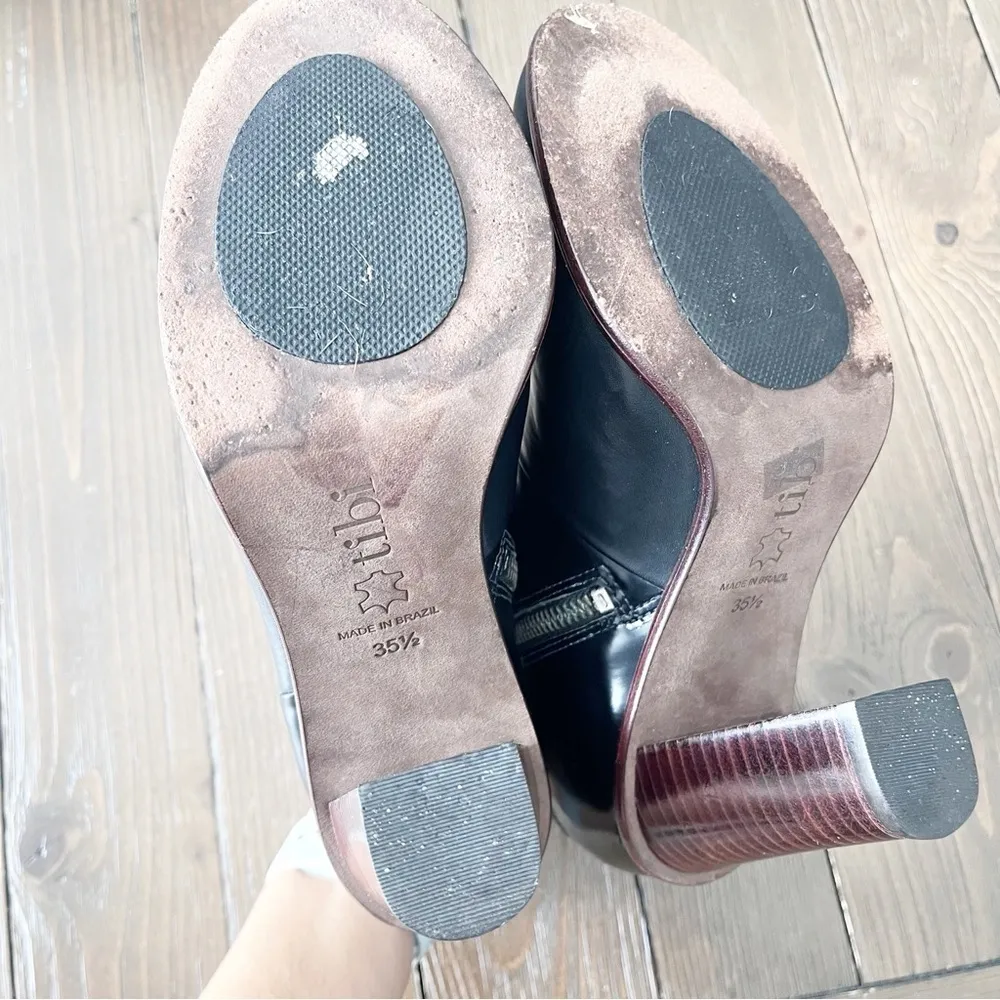 Tibi Black Block Heel Leather Zip Ankle Booties - Image 7