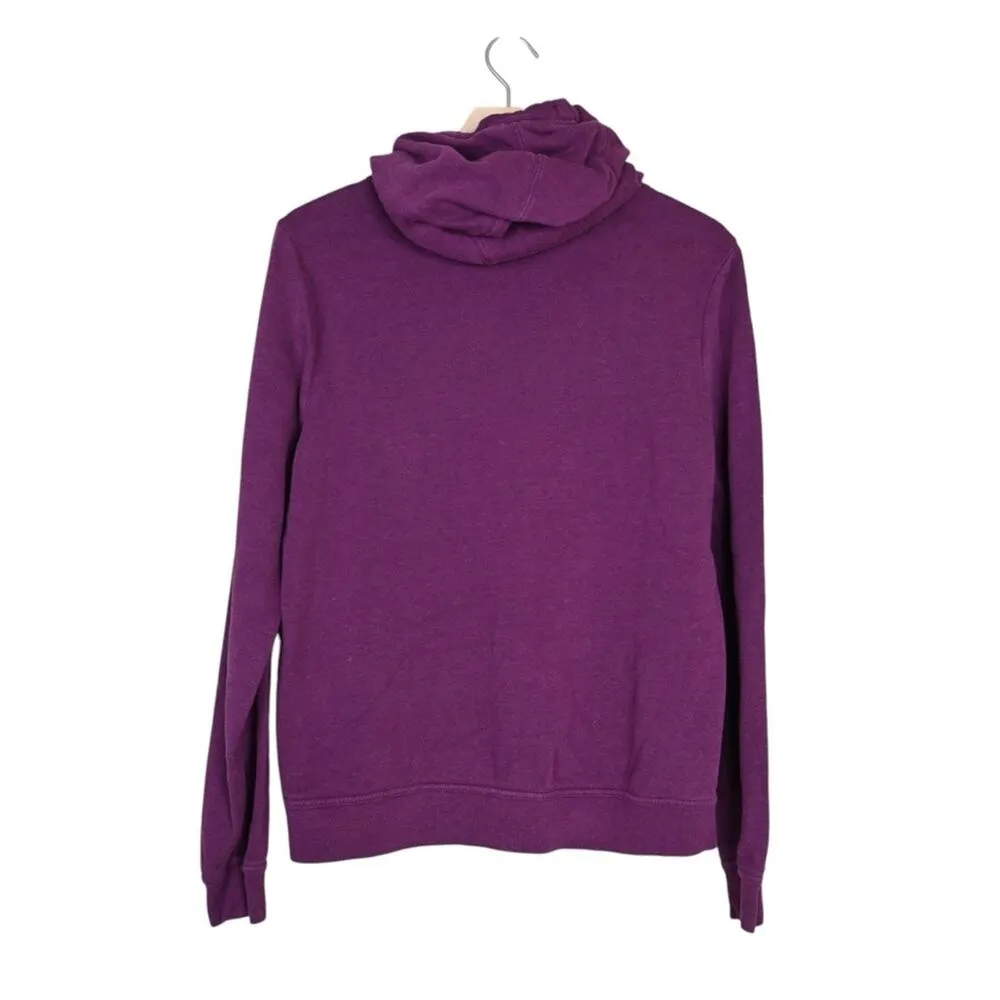 Nike Women's M Just Do It Funnel Neck Hoodie in Purple with Silver - Image 2