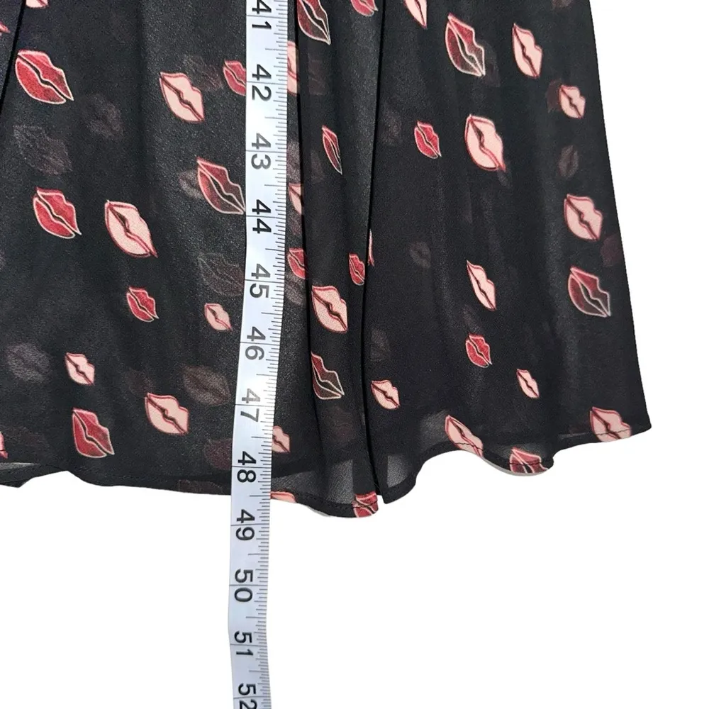 Hutch Lip Print Black Long Sleeve Wrap Midi Dress MEDIUM - Image 7