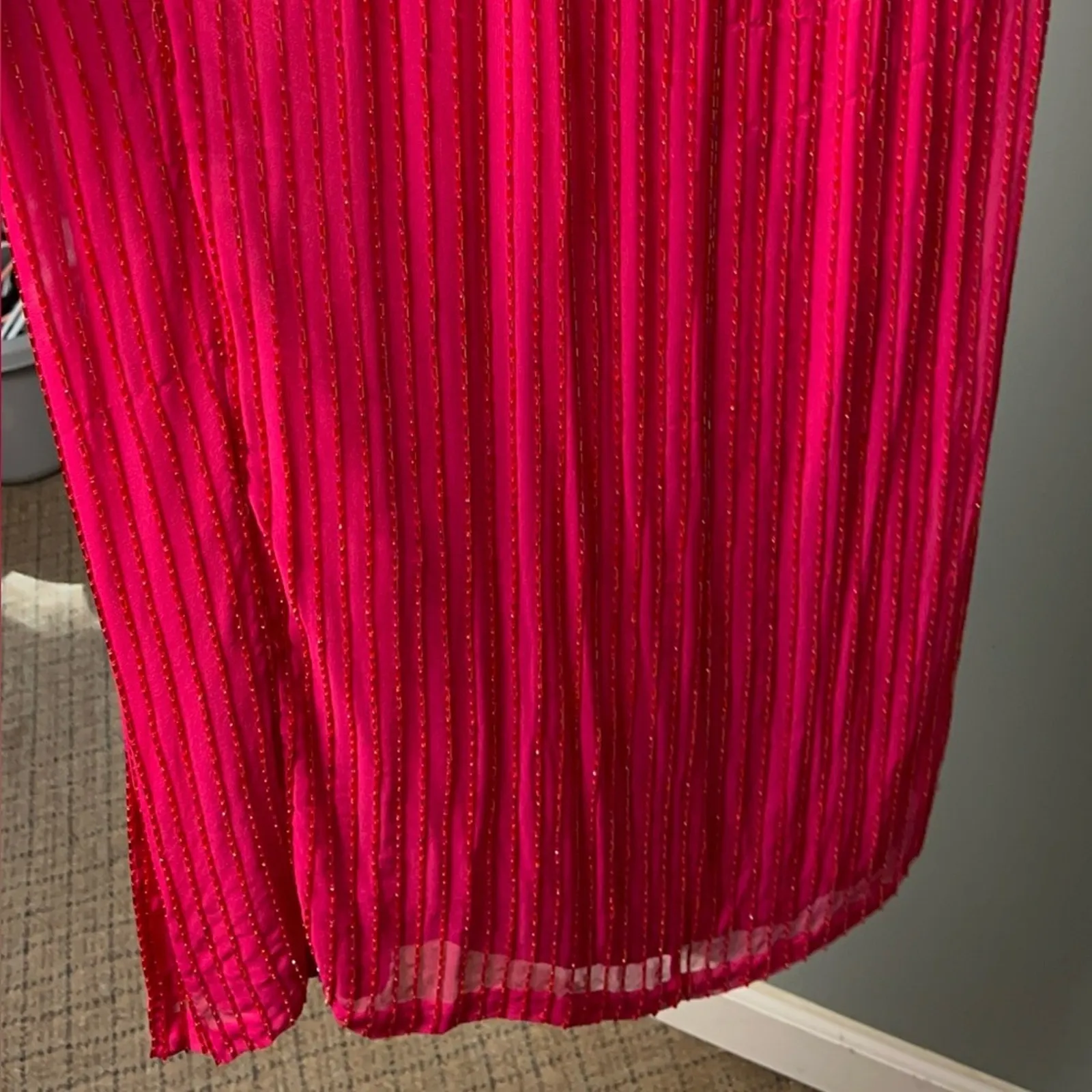 Vintage Alyce Designs Beaded Silk Gown Fuchsia Pink Special Occasion Women’s 10 - Image 8