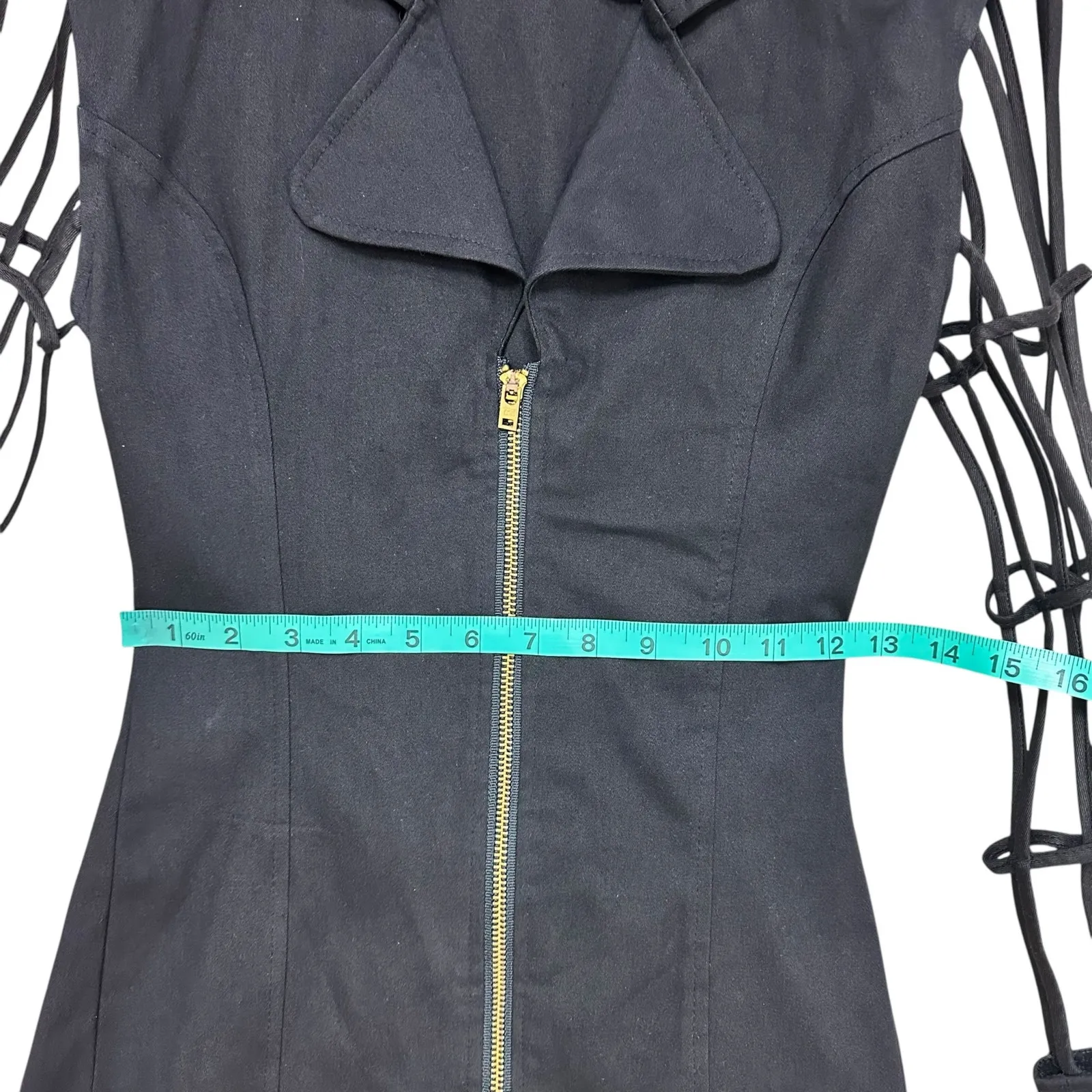 Moderne Sportswear Vintage 80s Blazer Black Cage Sleeve Zip Up Top Sz Small - Image 9