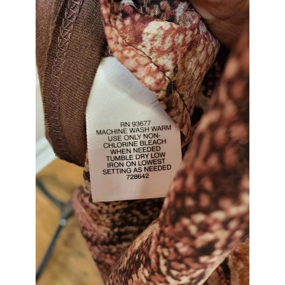 Liz Claiborne Women Multicolor 100% Polyester Long Sleeve Buttons Front Blouse L - Image 9