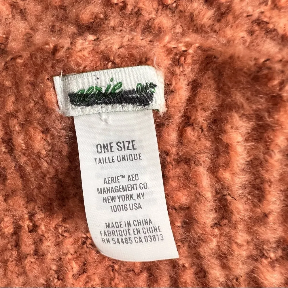 ⭐️ Aerie Coral Orange Cozy Soft Ribbed Knit Chunky Long Scarf EUC - Image 2