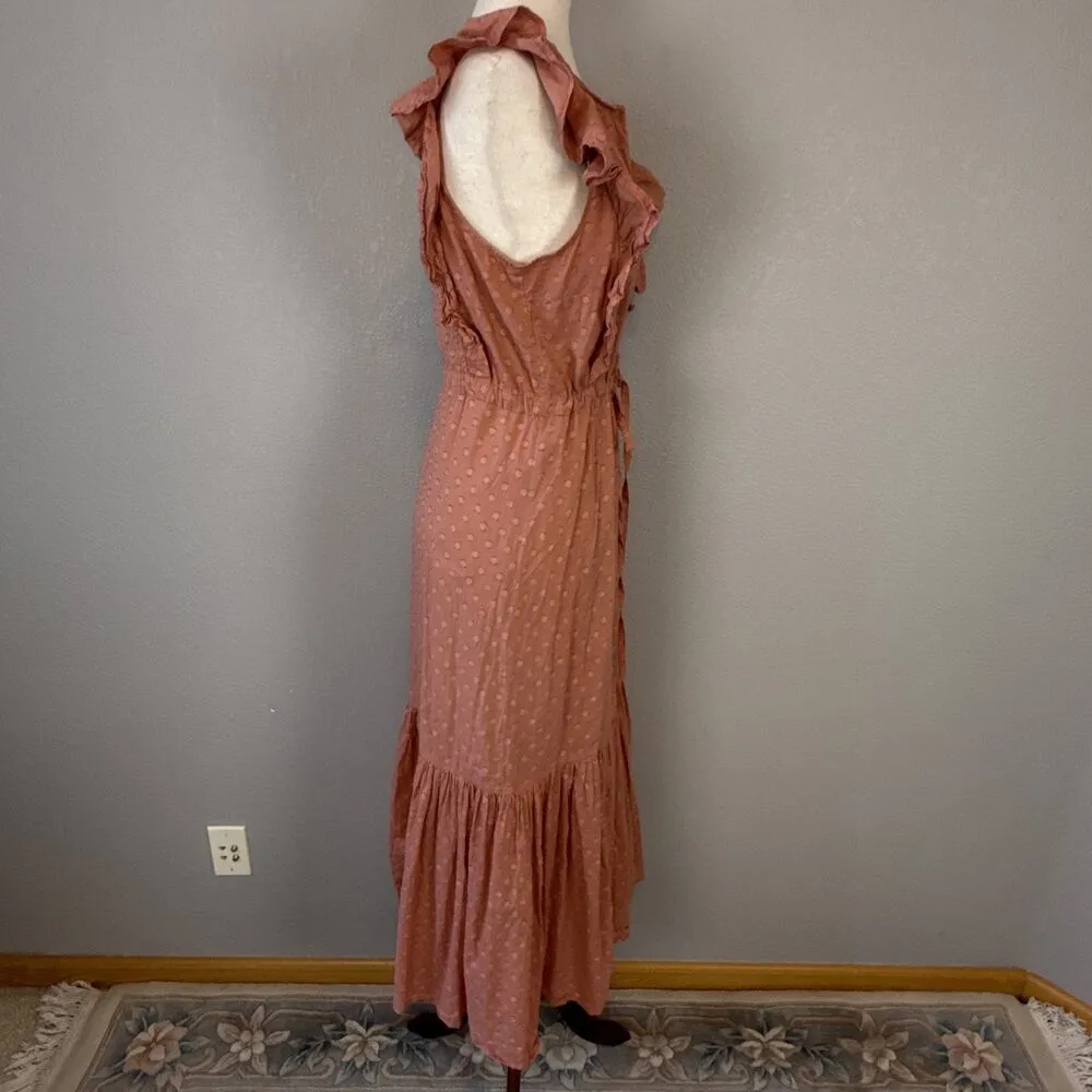 Emerson Fry India Collection Ruffle Chandra Midi Maxi Dress Size S Clay Pink - Image 6