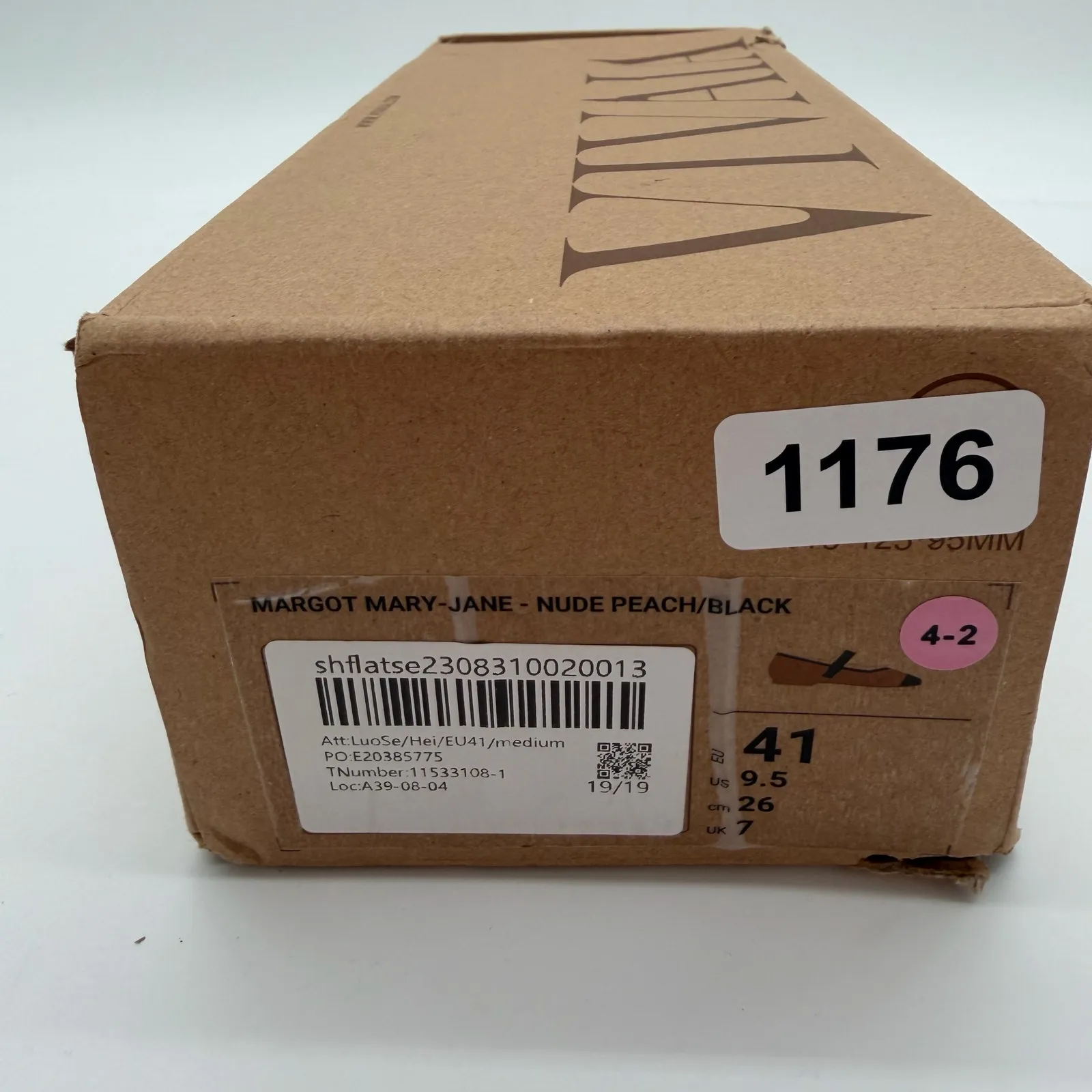 Vivaia Margot Mary Jane Comfort Minimalist Arch Support Flats Nude Black 9.5 - Image 10