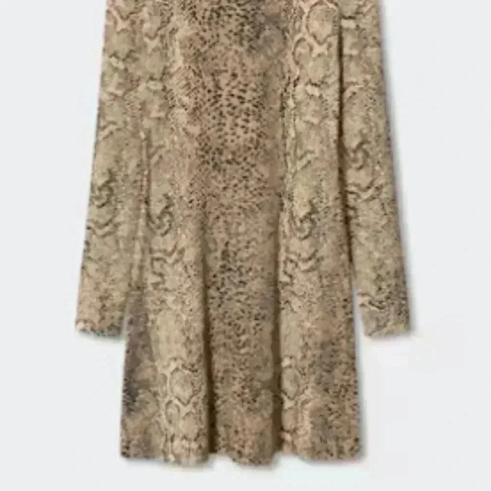 Mango‎ MNG Printed Short Dress Long Sleeve Brown NWT Plus 16 - Image 10