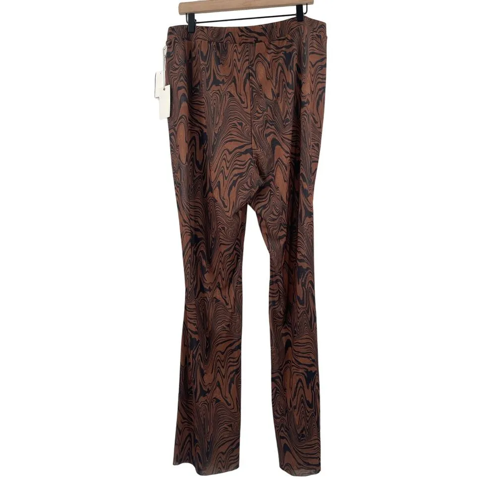 GOOD AMERICAN Mesh Flare Pants Size 3XL Plus Size Cover Up Sheer Chai Swirl NWT - Image 2