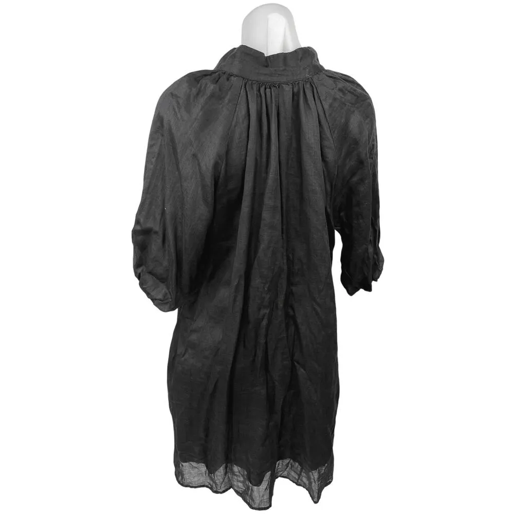 Dissh Nadia Womens Black Plunge V-neck Collar Puff Sleeve Mini Shift Dress Sz 2 - Image 5