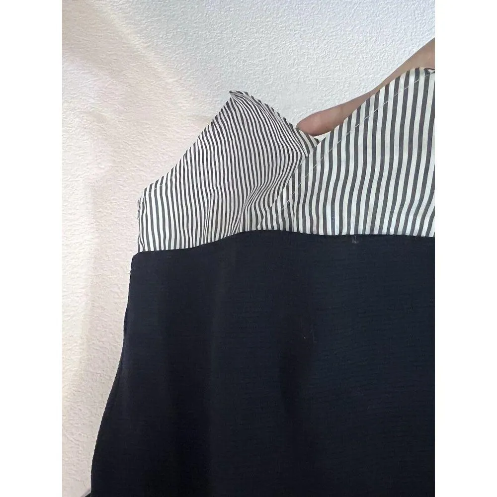 Tribal Women Poplin Top Navy Blue White Preppy Classic Timeless Capsule sz xs - Image 3