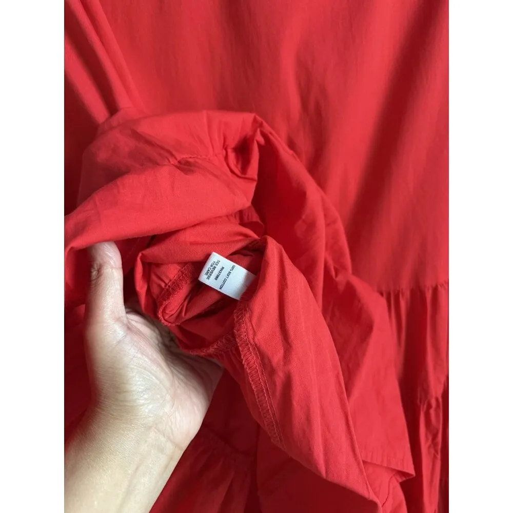 CATO Shirt Dress Women’s 18-20W Red Cotton Button Front Hi-Low Hem Short‎ Sleeve - Image 6