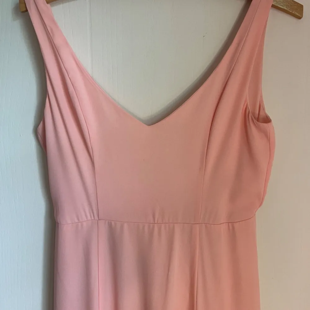 Blush Peach Long Bridesmaid Gown Flowy Formal Maxi Dress XS - Image 8