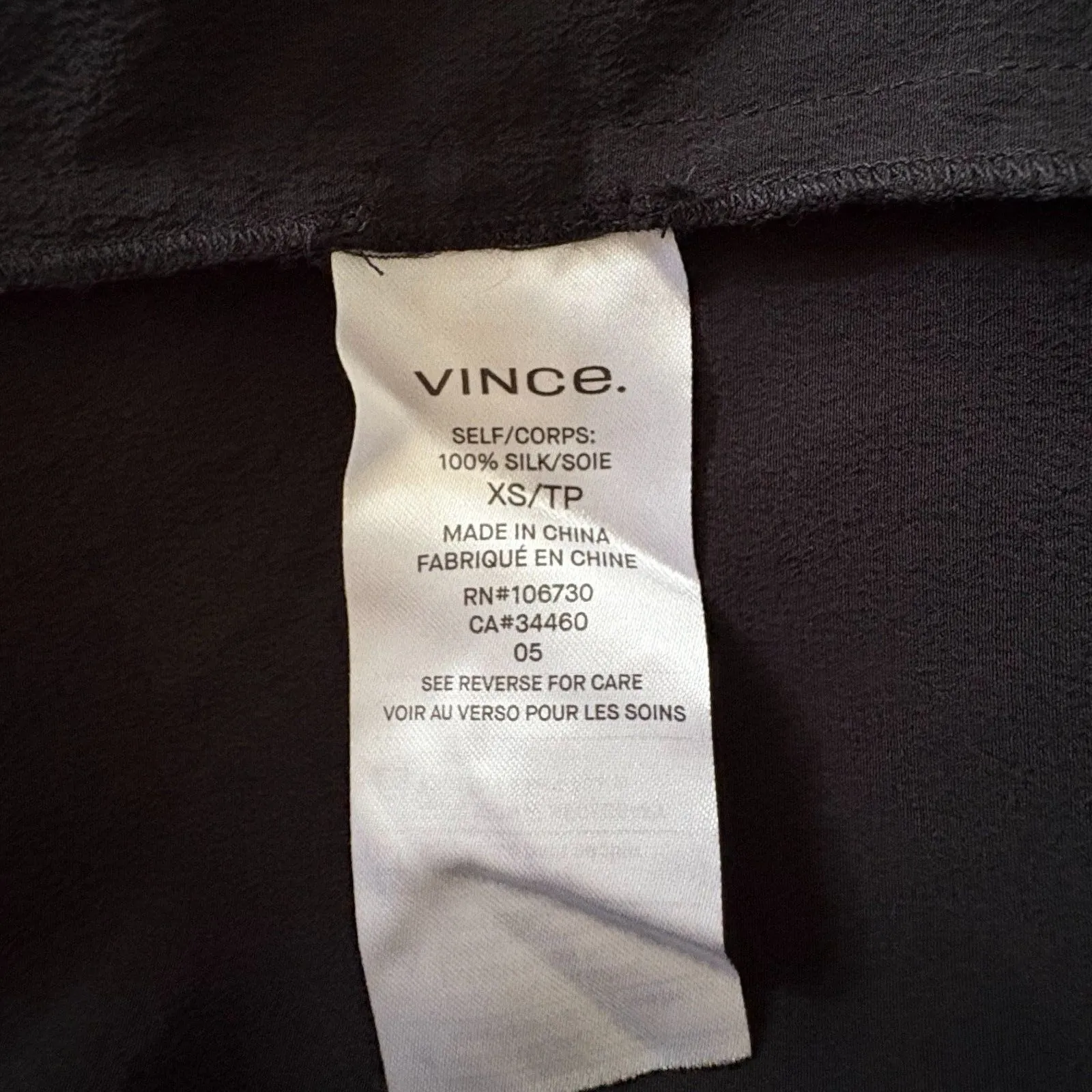 Vince Shirred Sleeve 100%‎ Silk Dress Drawstring Waist Minimalist Luxury Size XS - Image 6