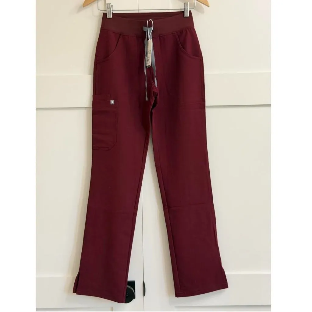 Figs Kade Cargo Scrub Pants in Burgundy, Size XXS - Image 7