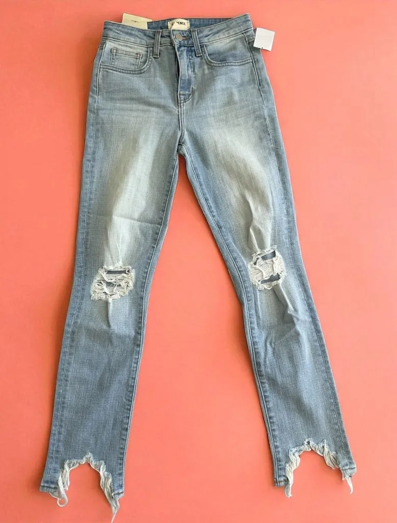 L'AGENCE Light Wash Distressed High Line Rise Jeans Size 24 NEW NWT - Image 1