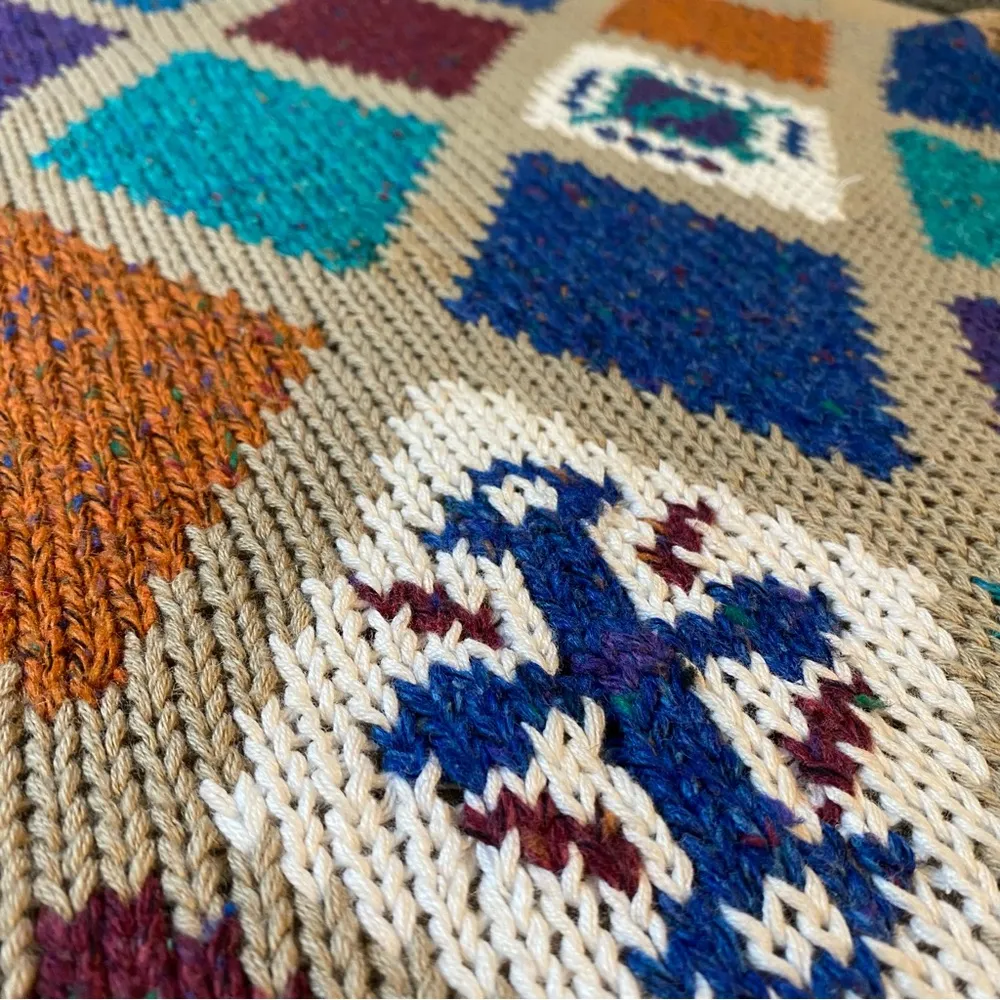 Vintage 90s Unisex Finalist Knitwear Diamond Pattern Sweater Size undefined - Image 7