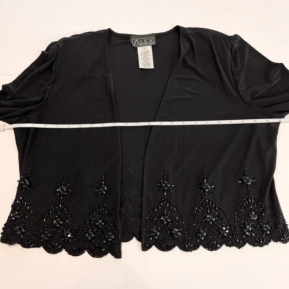 NWT Alex‎ Evenings Black Beaded Scalloped Two Piece Midi Stretch Dress Size 16 - Image 9