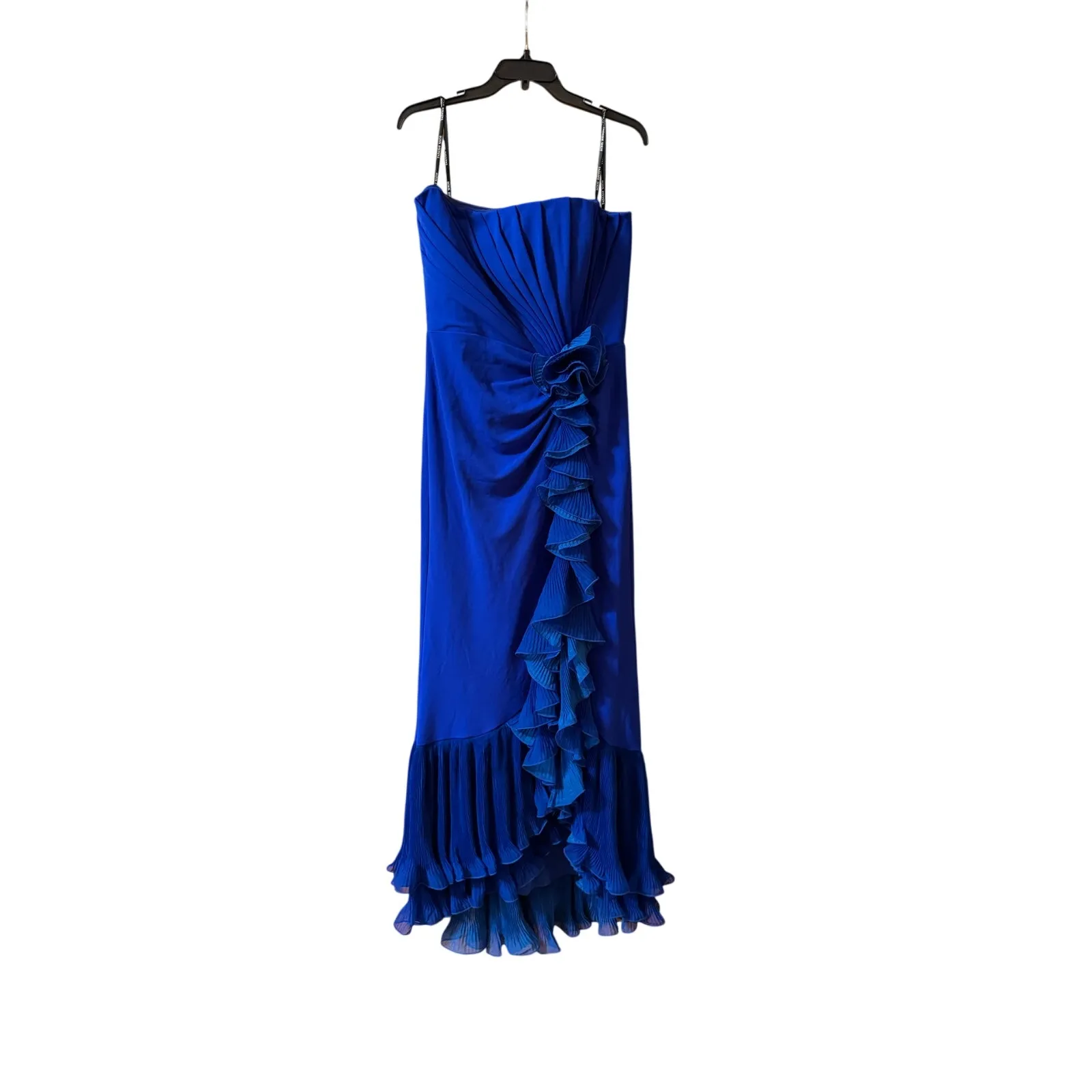Tadashi Shoji Strapless Pleated Mystic Blue Gown - L (New) - Image 6