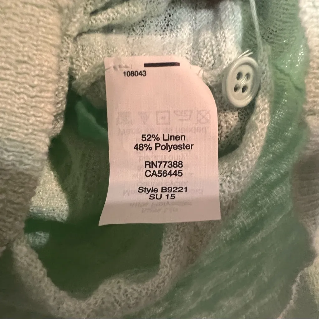 J. Crew Cardigan Sweater Button Front Light Green Mint Linen Blend Size Medium - Image 8