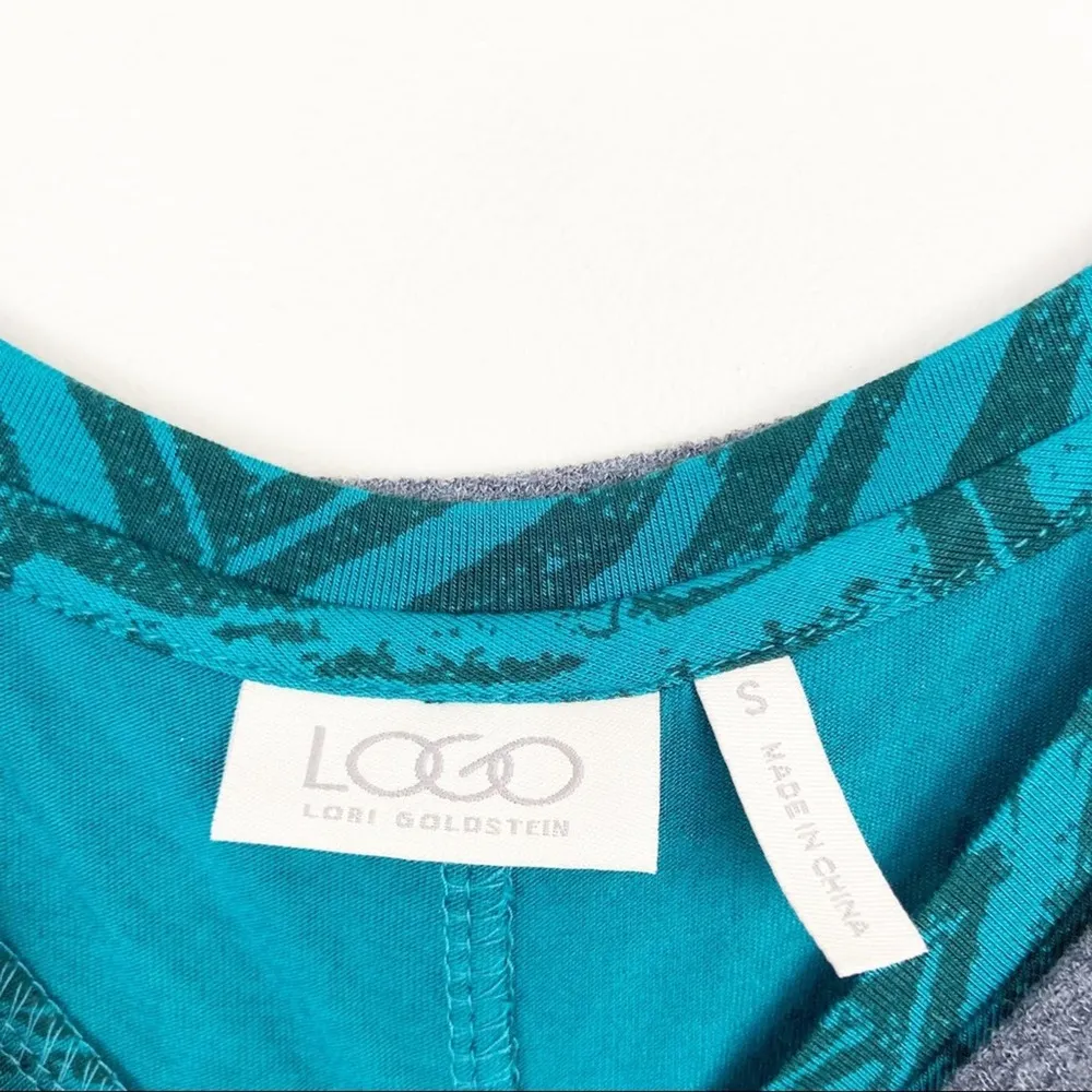 LOGO Lori Goldstein Gray Green Layered Long Sleeve Top Sz S - Image 5